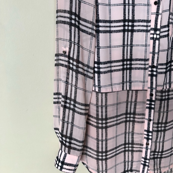 Candies Pink & Black Checkered Blouse - Picture 6 of 7